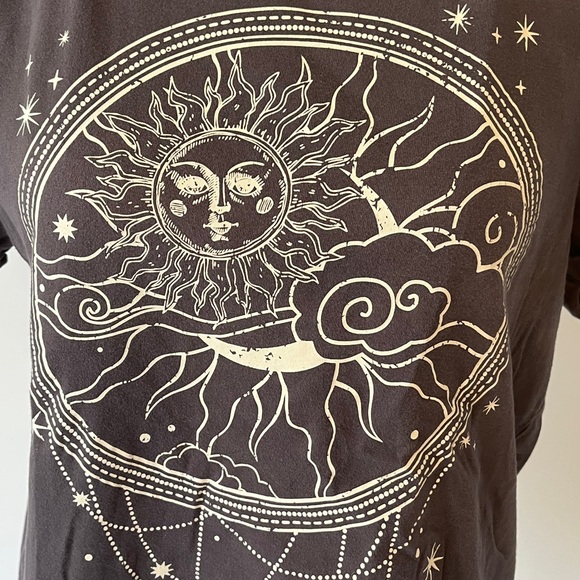 Sun and Moon Graphic Tee in Charcoal with Cream Print size large - Picture 2 of 6